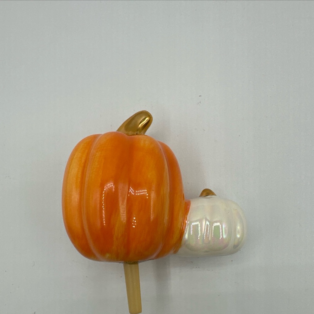 Nora Fleming Orange and White Pumpkin Decor